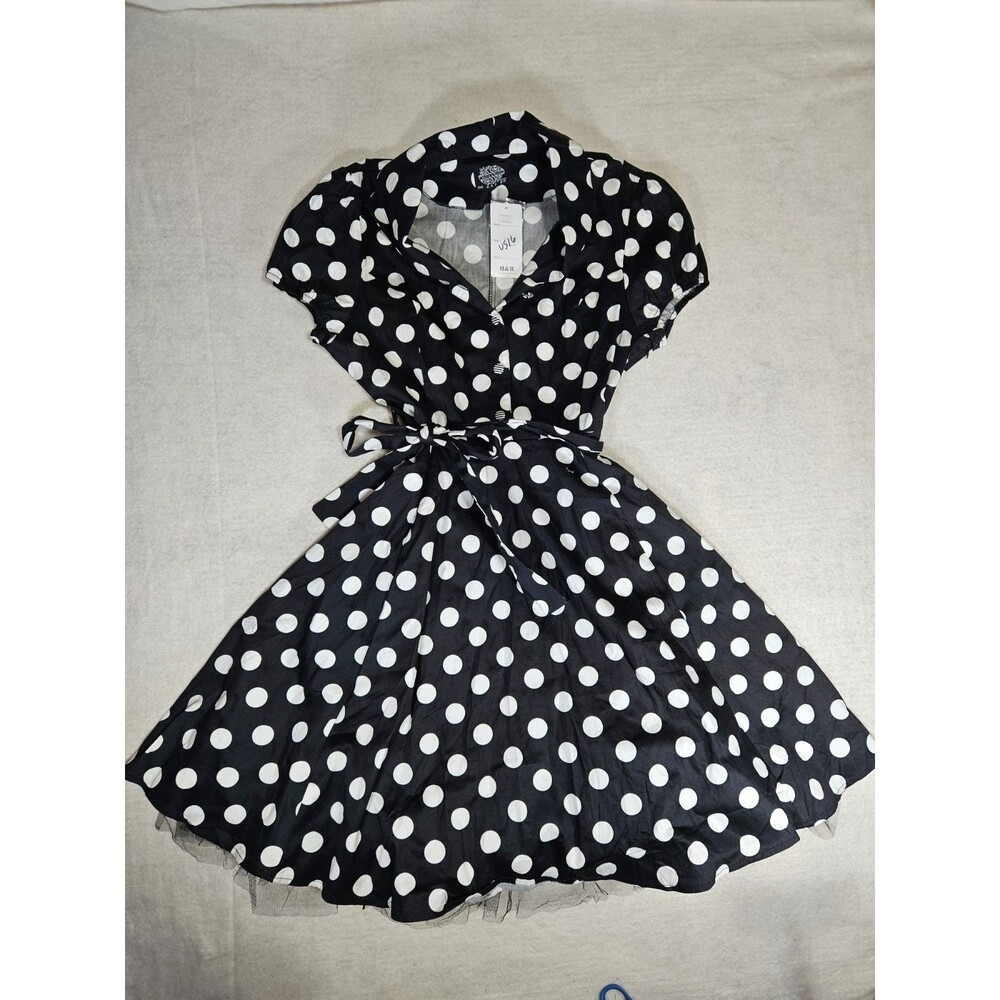 Hearts And Roses Of London Black And White Polka Dot Rockabilly Retro Dress